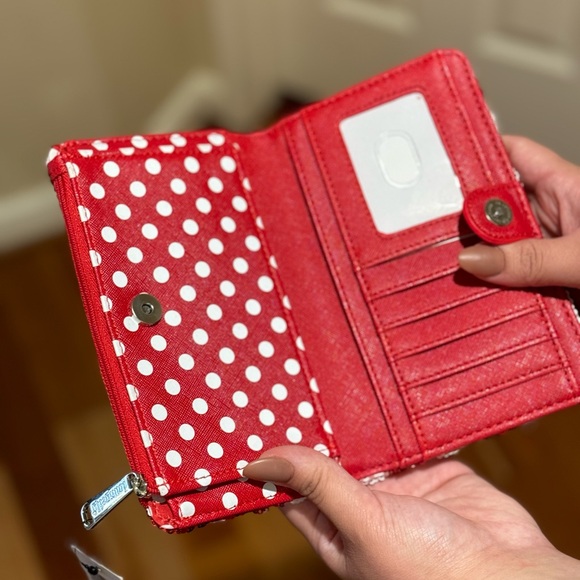 Brand New w/ tags Disney Parks Loungefly Minnie Mouse Wallet White & Red - Picture 7 of 7